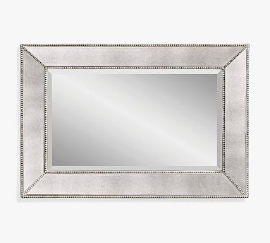Beveled Glass Beaded Rectangular Wall Mirror Small Pottery Barn Beveled Glass Beaded Rectangular Wall, Silver Beaded Frame Wall Mirror
