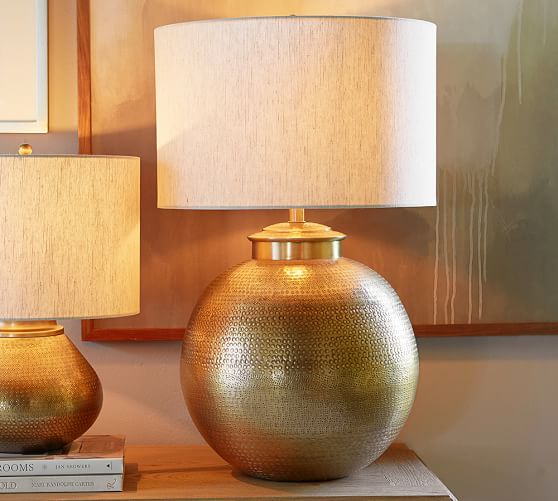 Nori Hammered Table Lamp Base Brass, Brass Table Lamp Base Only