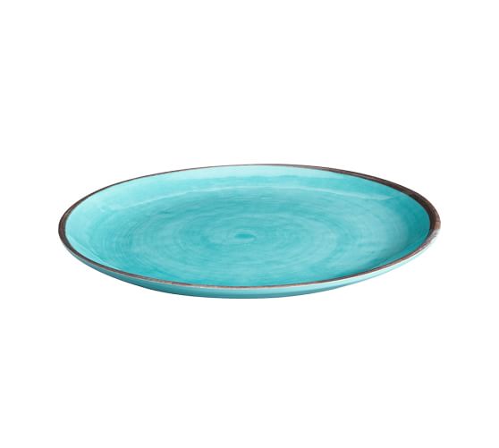 1 Rustic Swirl Turquoise Melamine Dinner Plate Set