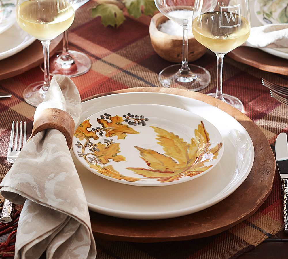 Watercolor Autumn Leaves Salad Plates, Set of 4 Assorted Pottery Barn