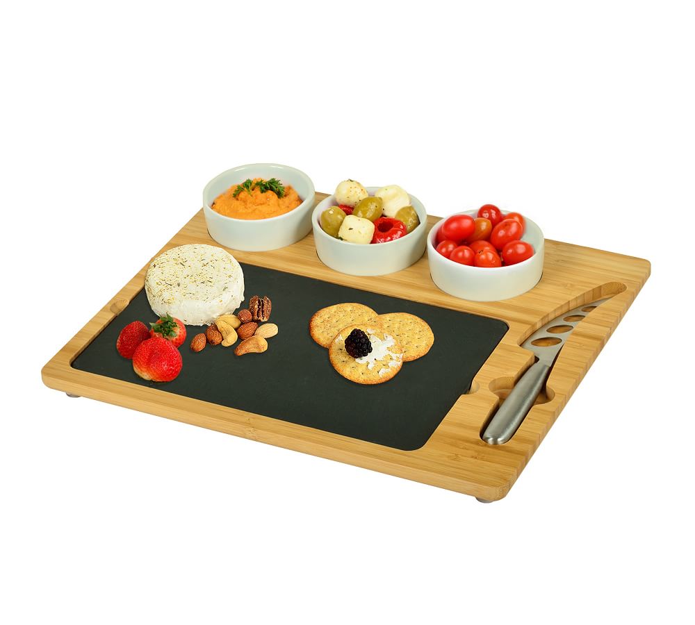 Bamboo & Slate Cheese Board Set Pottery Barn