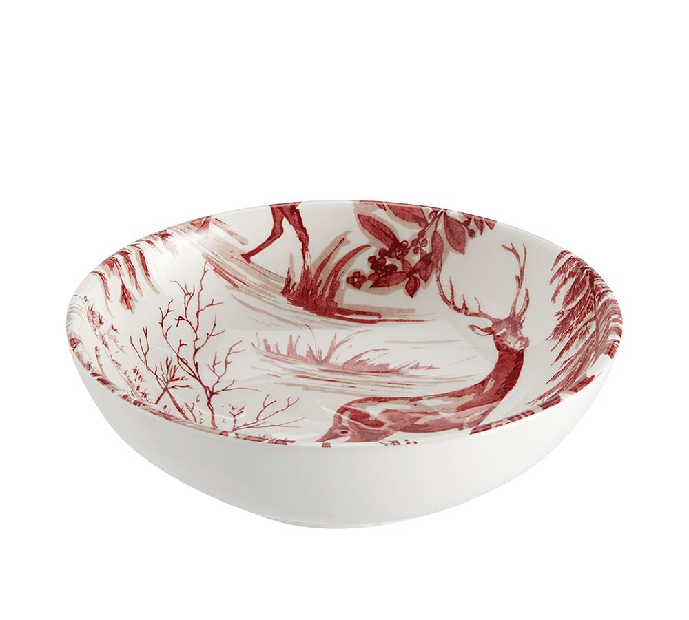 Red Alpine Toile Coupe Soup/Cereal/All-Purpose 6.5" Bowl POTTERY BARN Set of 4 