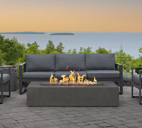 Low Rectangle Natural Gas Fire Table, Modern Fire Pit Table Natural Gas