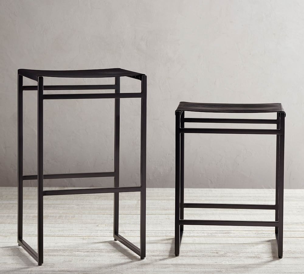 Hardy Backless Leather Bar & Counter Stools | Pottery Barn