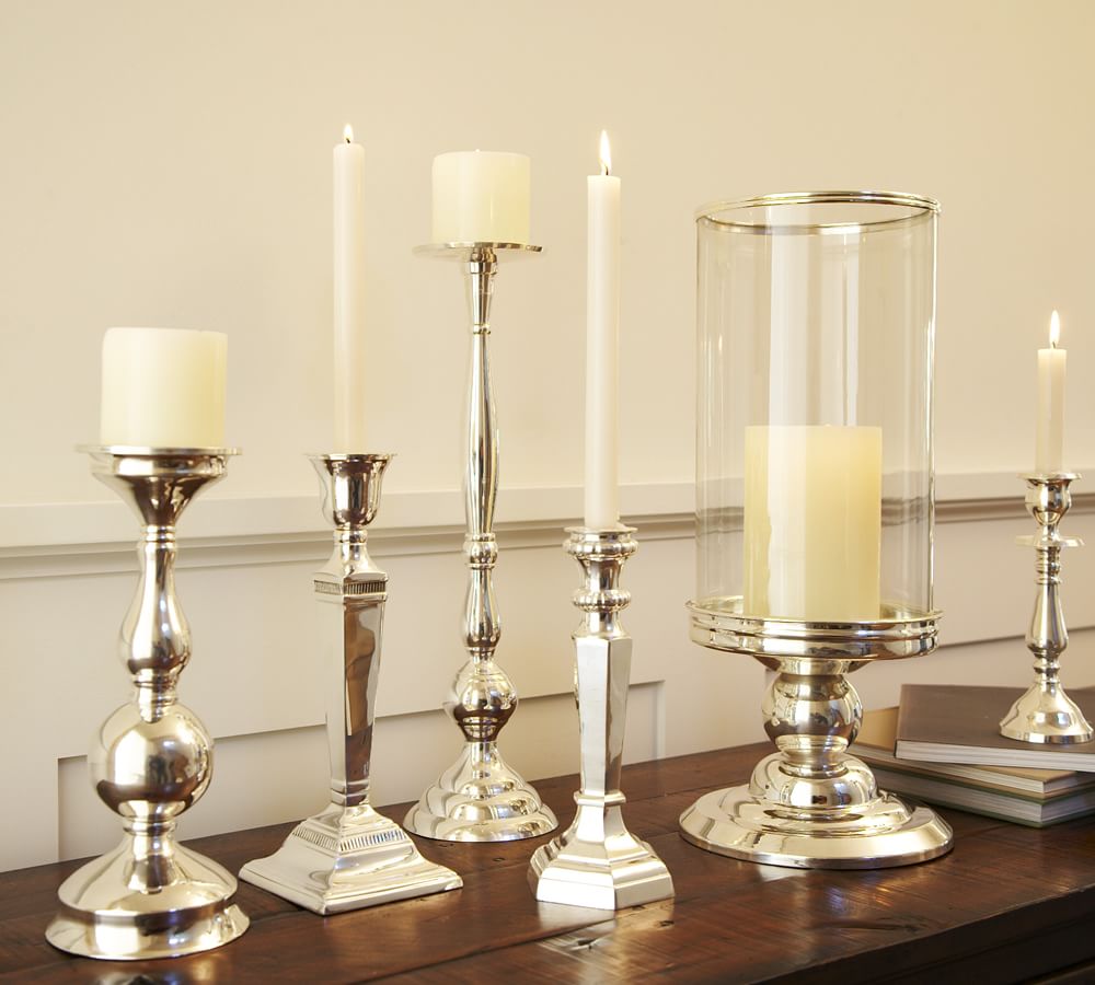 Eclectic Silver-Plated Candlesticks | Pottery Barn