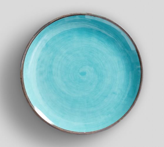 1 Rustic Swirl Turquoise Melamine Dinner Plate Set