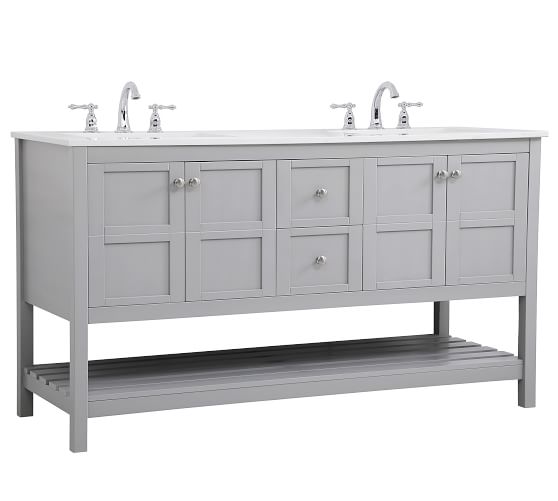 Reeves 60 Double Sink Vanity Pottery Barn Reeves 60 Double Sink Vanity Pottery, 60 In 3 Double Sink Bathroom Vanity With Top