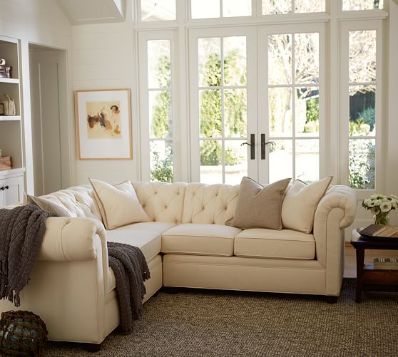Chesterfield Upholstered Sectional, Chesterfield Leather Couch Pottery Barn