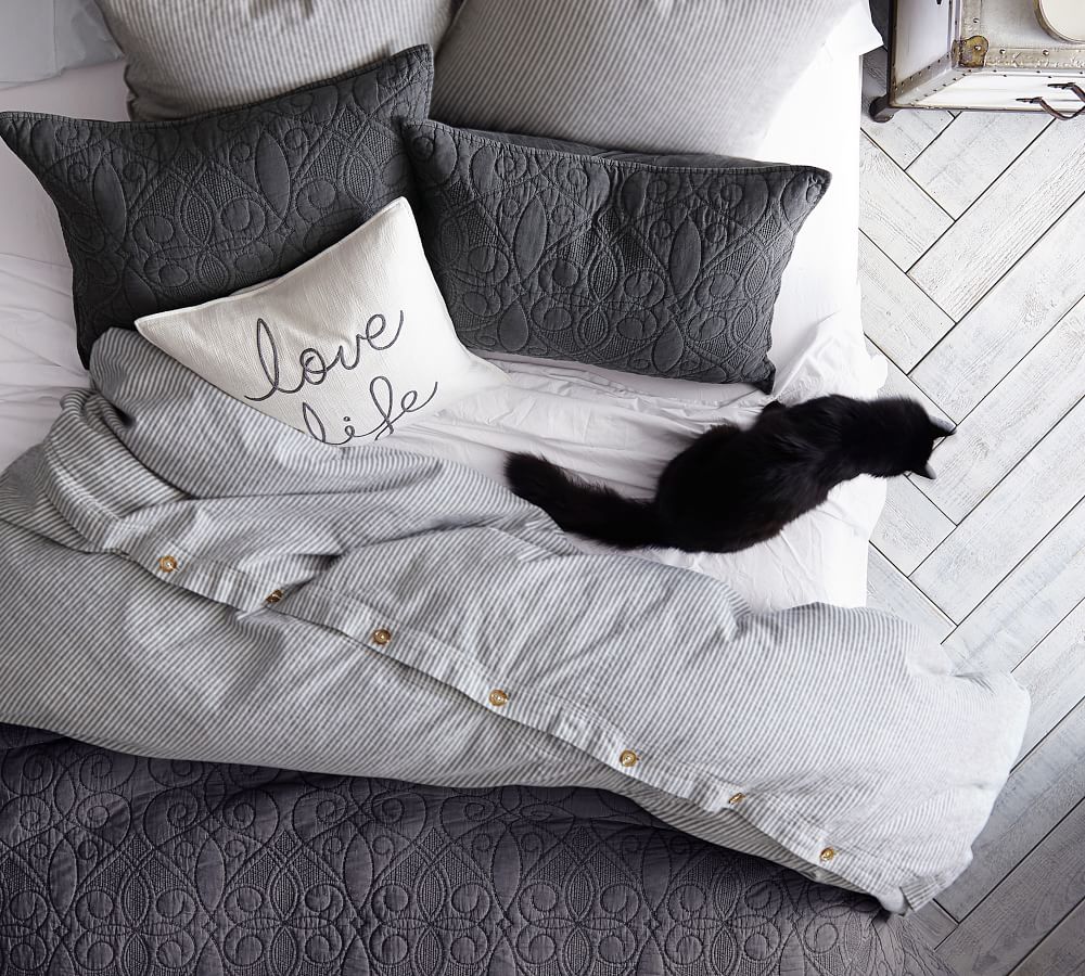 Love Life Embroidered Decorative Pillow Cover Pottery Barn