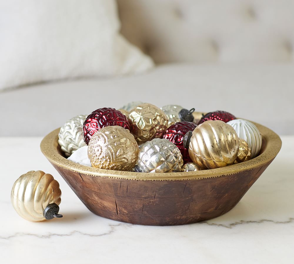 Mercury Glass Adorned Ornaments Set of 6 Red Pottery Barn