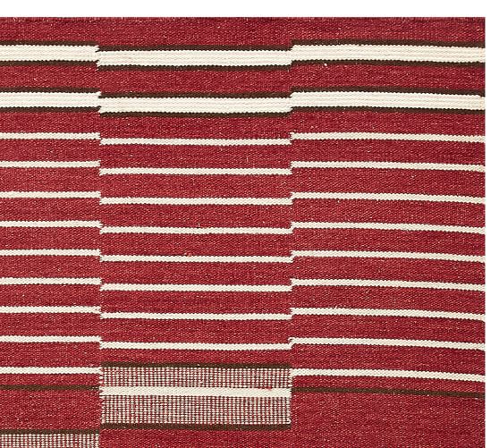 Red Multi New 18x20 2 Pottery Barn Ellington Patchwork Flatweave Kilim Mats 