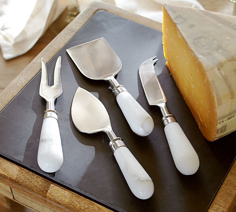White Marble Cheese Knives Set of 4 Pottery Barn