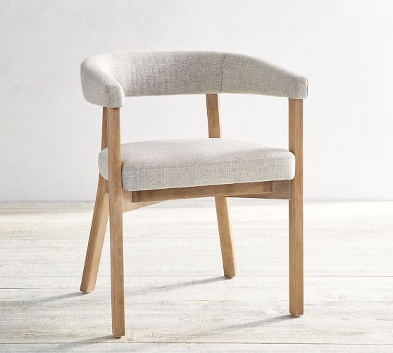 Barbuda Upholstered Dining Armchair, Solid Wood Dining Chairs With Arms