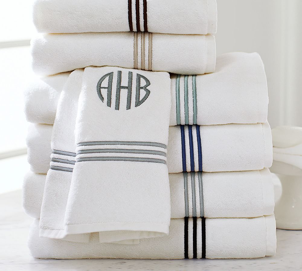 Grand Organic Cotton Embroidered Towels Pottery Barn