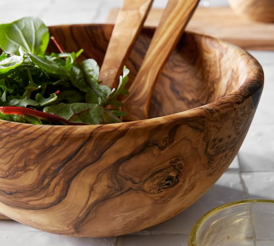 Olive Wood Salad Bowl Pottery Barn, Giant Wooden Salad Bowl