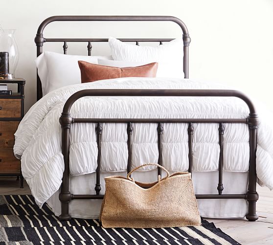Coleman Metal Bed Pottery Barn, Ivory Wrought Iron Bedroom Furniture