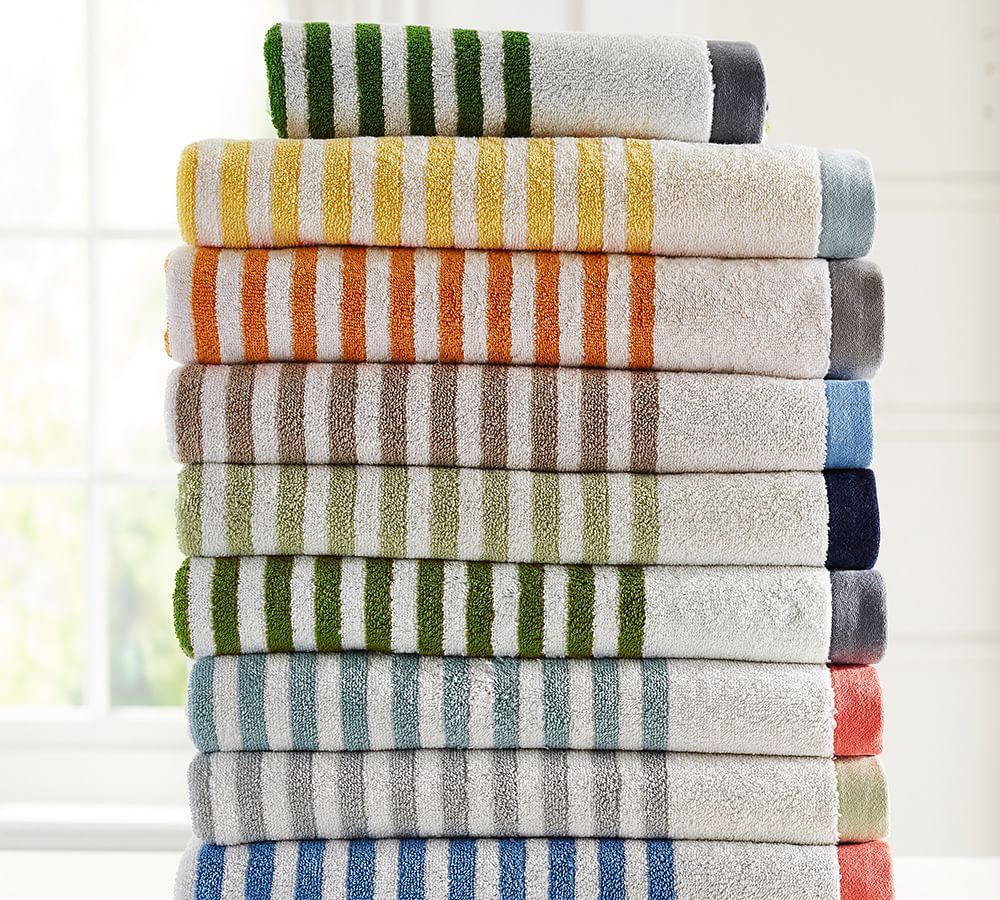 Marlo Stripe Organic Bath Towels Pottery Barn
