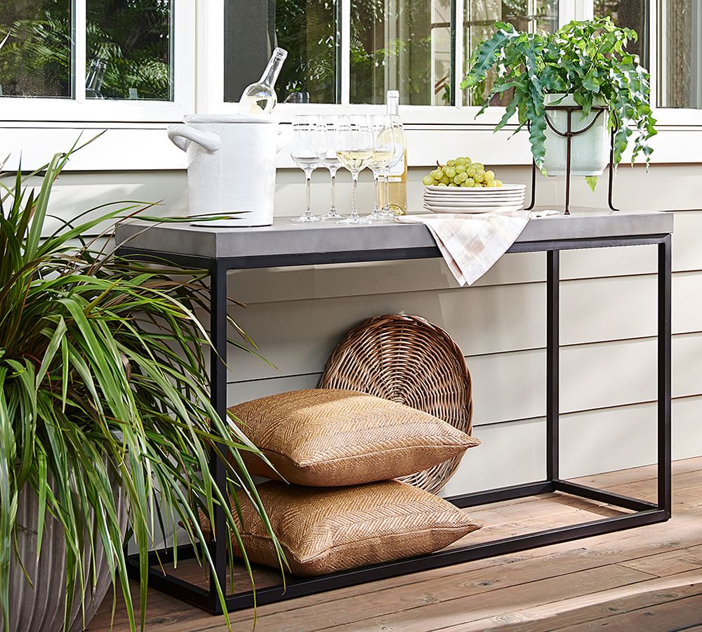 Sloan Indoor/Outdoor Concrete & Iron Console Table Pottery Barn