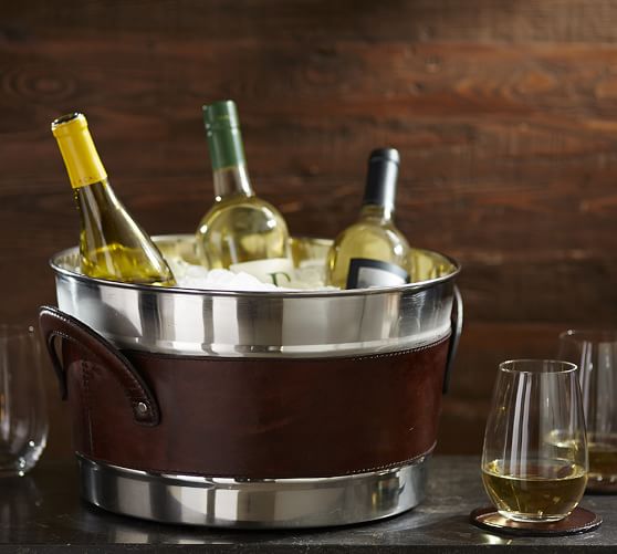 Saddle Leather Party Bucket | Bar Accessories | Pottery Barn