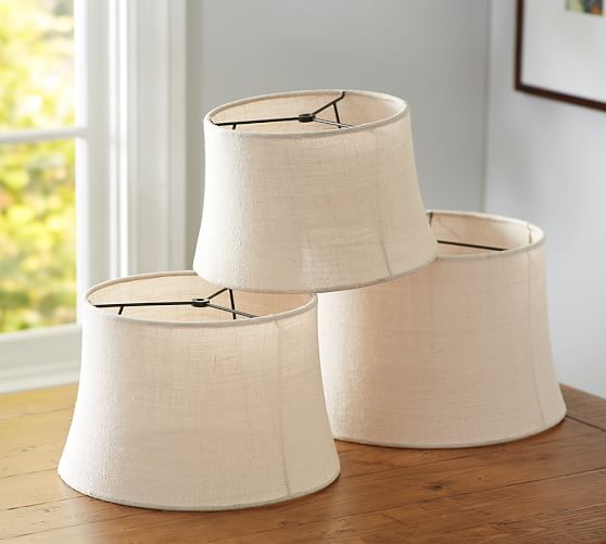 New Pottery Barn Straight Sided Drum Burlap Shade LARGE Bleached 