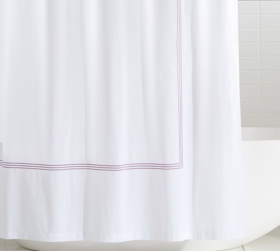 Grand Embroidered Organic Shower, Organic Cotton Shower Curtain No Liner