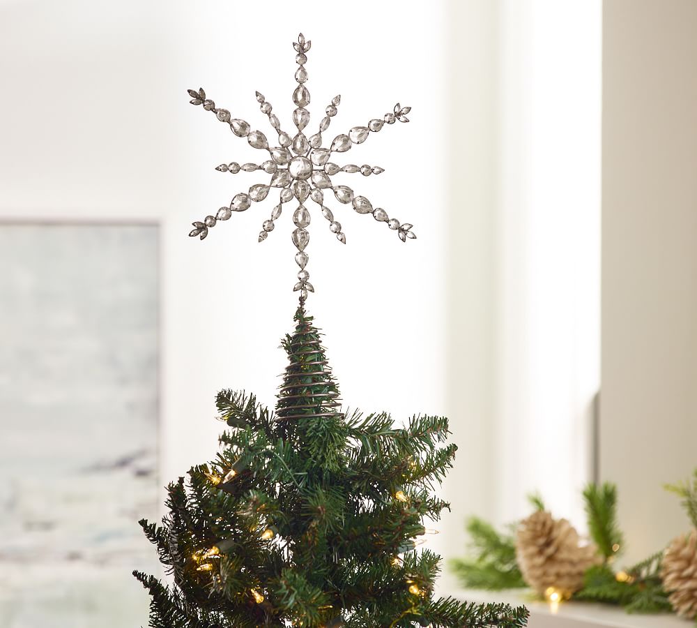 Gorgeous Design Jeweled Snowflake Tree Topper vintage festive decoration New. 