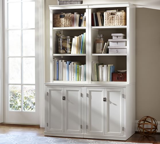 Logan 48 X 75 Bookcase Pottery Barn, White Book Shelves With Drawers