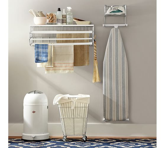 Wall Mounted Laundry Room Drying Rack Over The Door Hook Double Shelf White Gray for sale online 