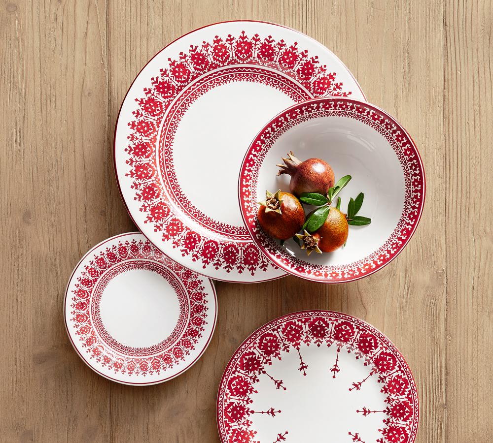 Tahoe Fair Isle Stoneware Appetizer Plates Set of 4 Pottery Barn