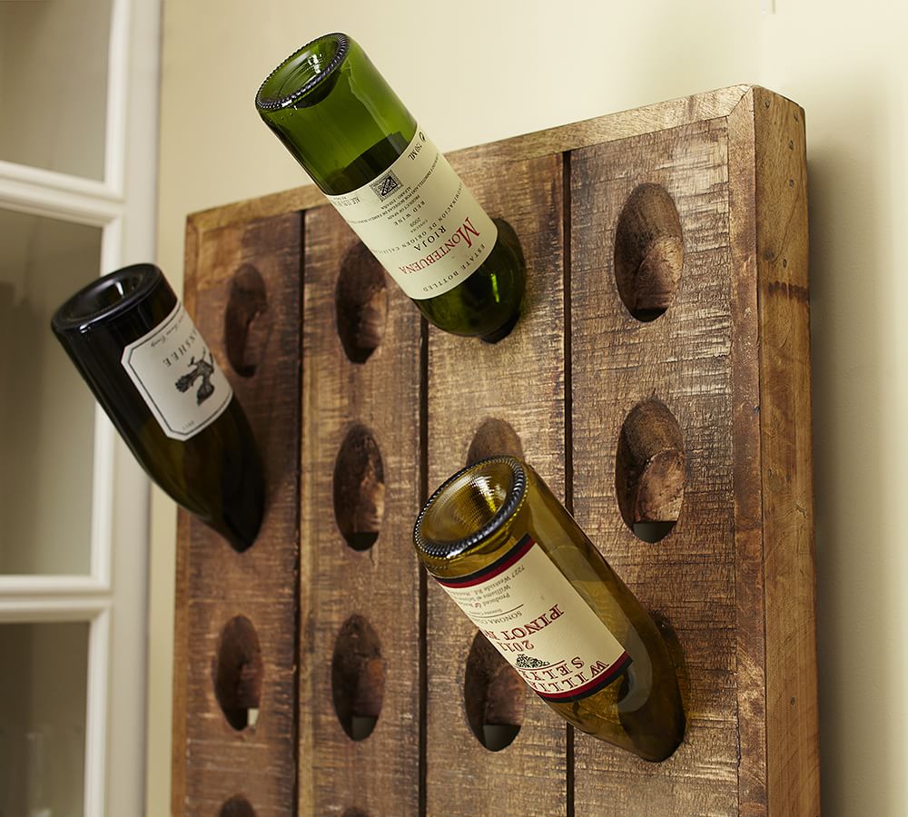 Riddling Wine Rack Handmade Wall Hanging Ebony 