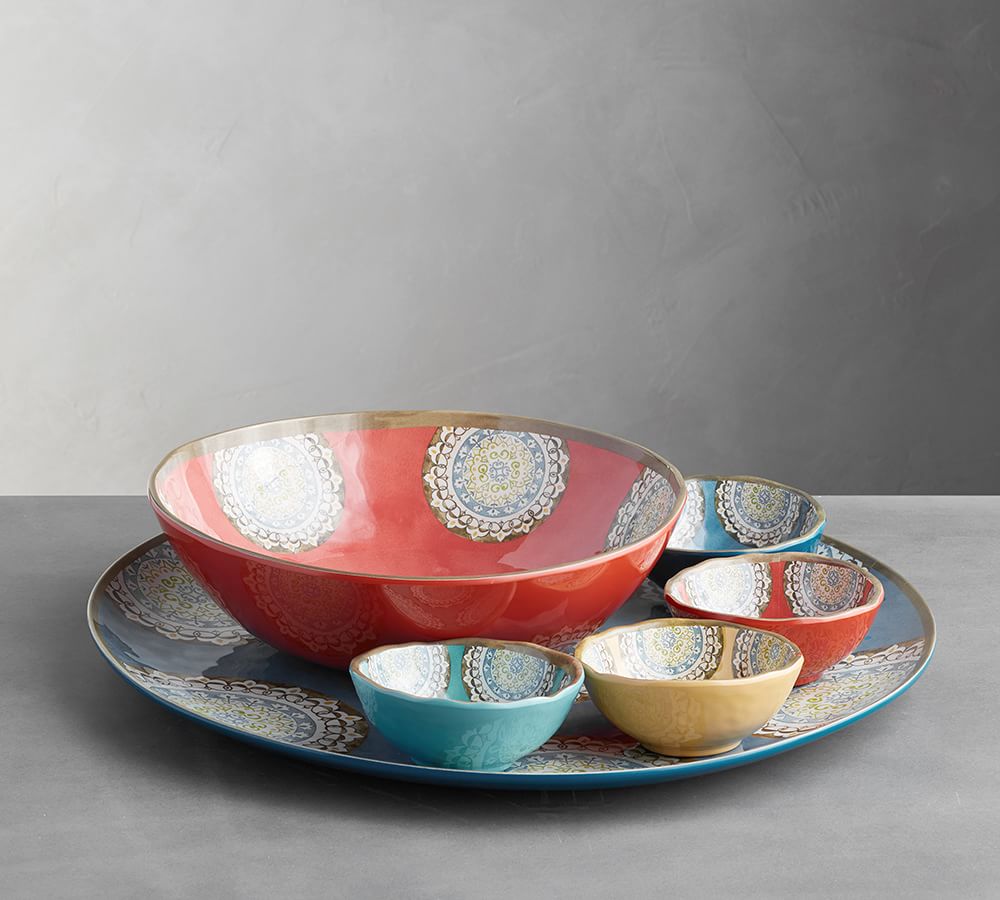 Elsa Medallion Melamine Snack Bowl, Mixed Set of 4 Pottery Barn