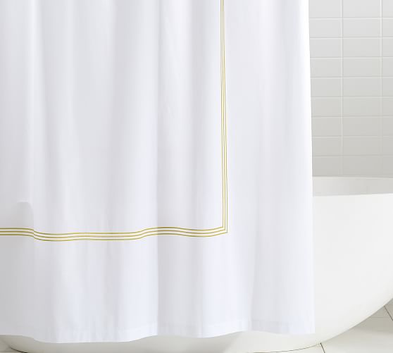 Grand Embroidered Organic Shower, Pottery Barn White Linen Shower Curtain