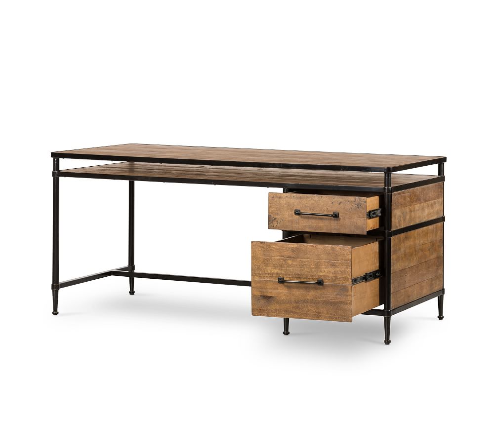 Juno 67" Reclaimed Wood Desk with Drawers Pottery Barn
