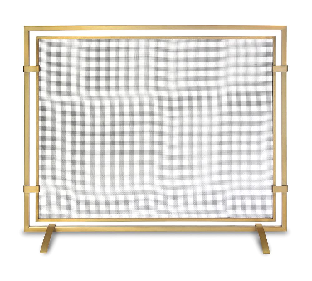 Single Sinclair Panel Fireplace Screen Brass Pottery Barn