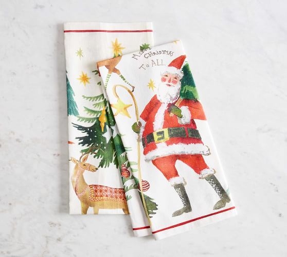 Christmas cotton tea towel/glass cloth Santa Claus 