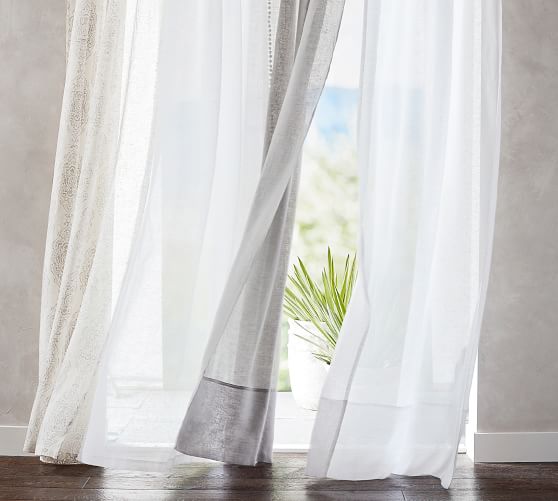 Belgian Flax Linen Tie Top Sheer, Best Sheer White Curtains