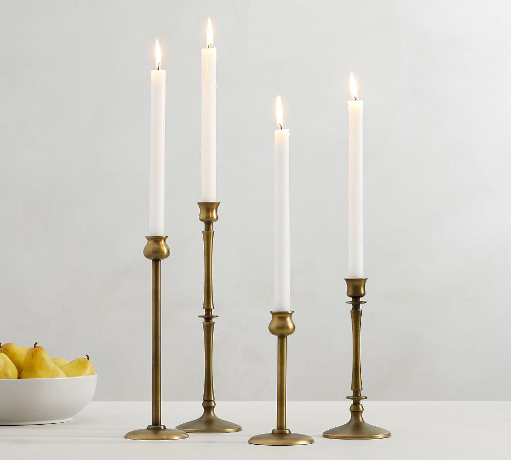 Booker Taper Candleholders Brass, Set of 4 Pottery Barn