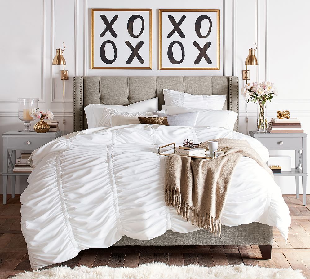 Harper Tufted Upholstered Low Bed Pottery Barn