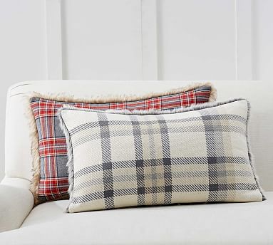 NWT Pottery Barn Sold Out @ PBarn Nottingham Plaid Faux Back Pillow Covers 