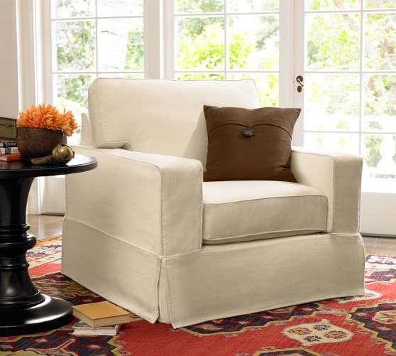 Pb Comfort Square Arm Furniture, Pb Comfort Square Arm Slipcovered Sofa