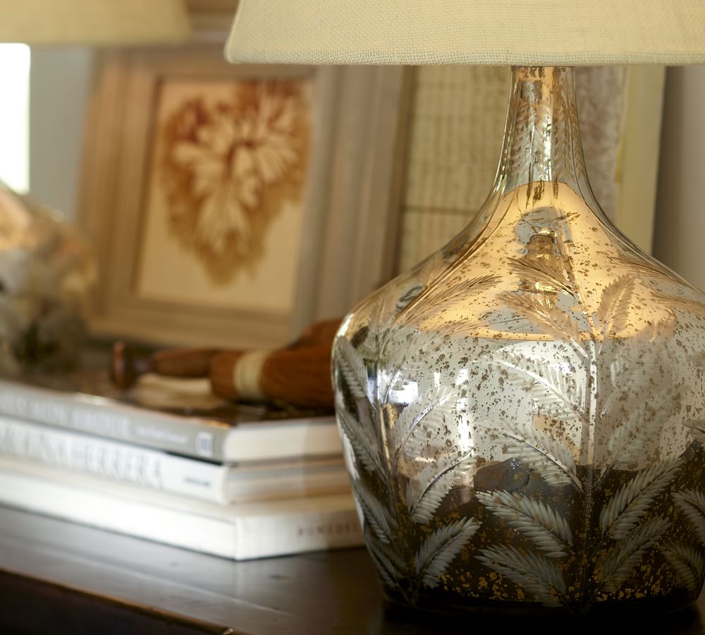 etched mercury glass lamp