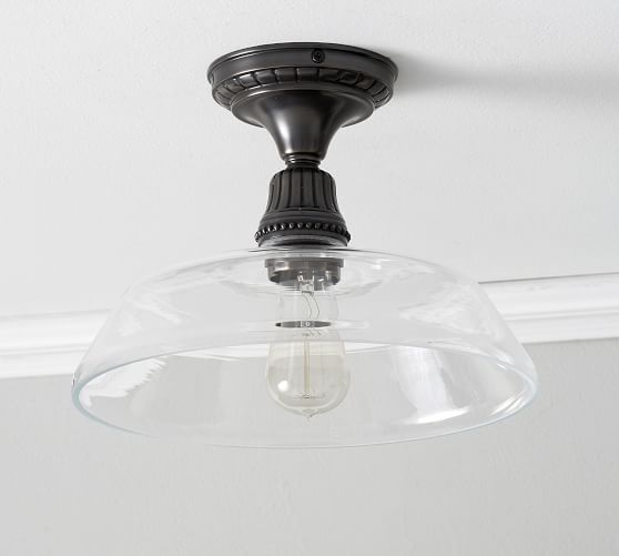Farmhouse Glass Flush Mount | Pottery Barn