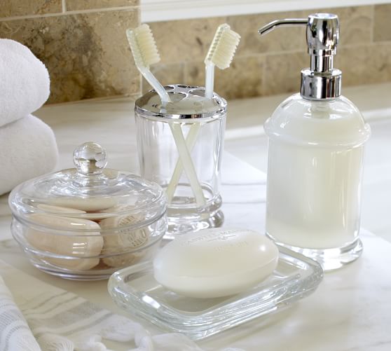 Handcrafted Glass Bathroom Accessories, Hotel Collection Bathroom Accessories Glass