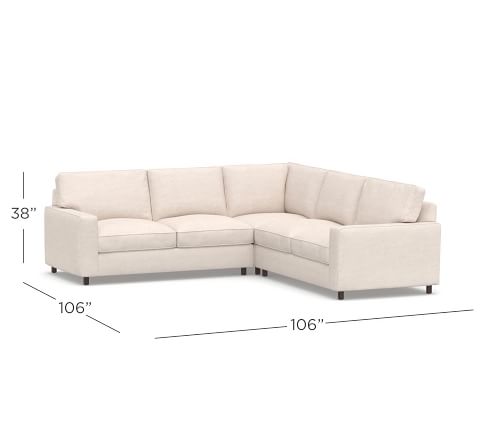 PB Comfort Square Arm Upholstered 3-Piece L-Sectional | Pottery Barn