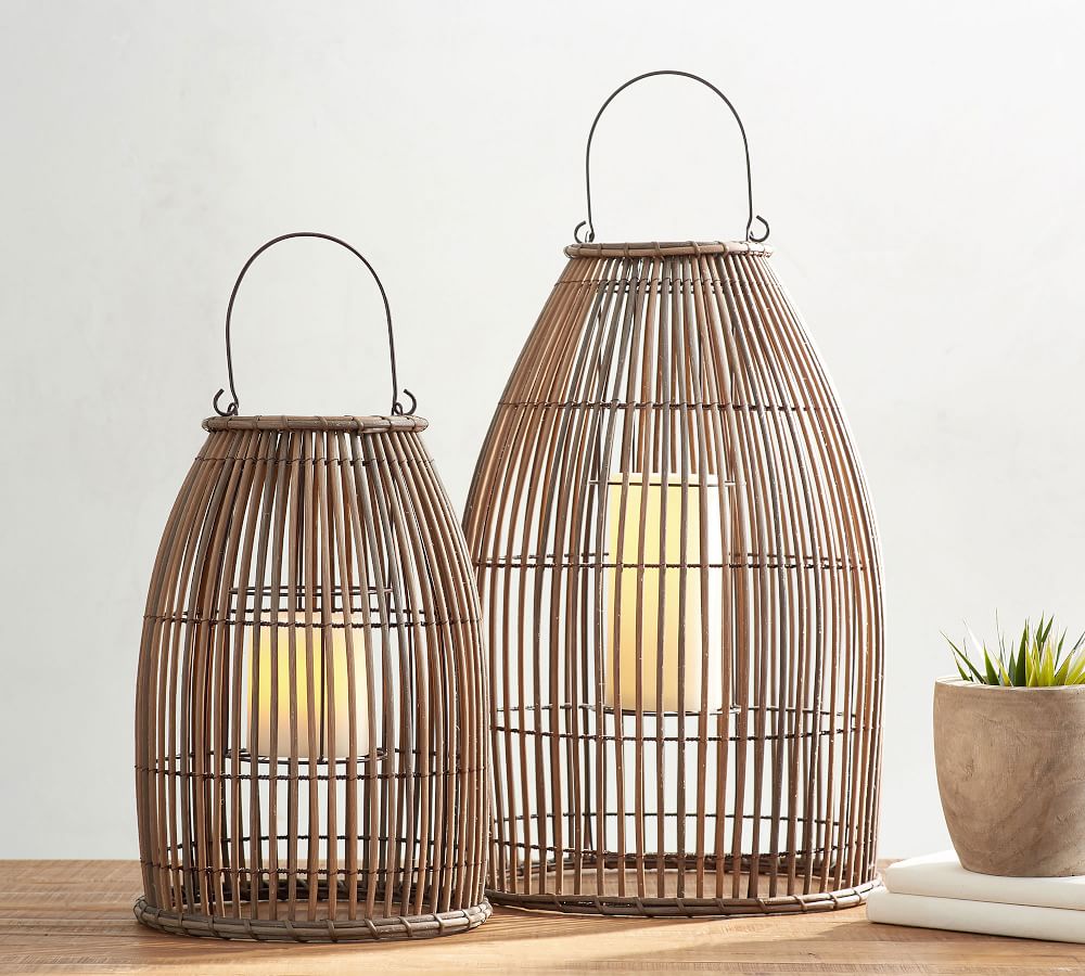 Careyes All Weather Wicker Indoor/Outdoor Lantern | Pottery Barn