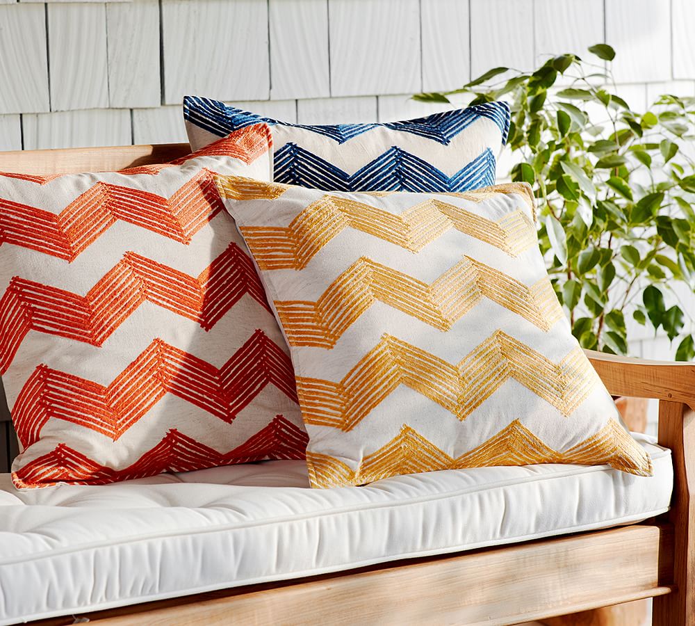ZigZag Embroidered Decorative Pillow Covers Pottery Barn