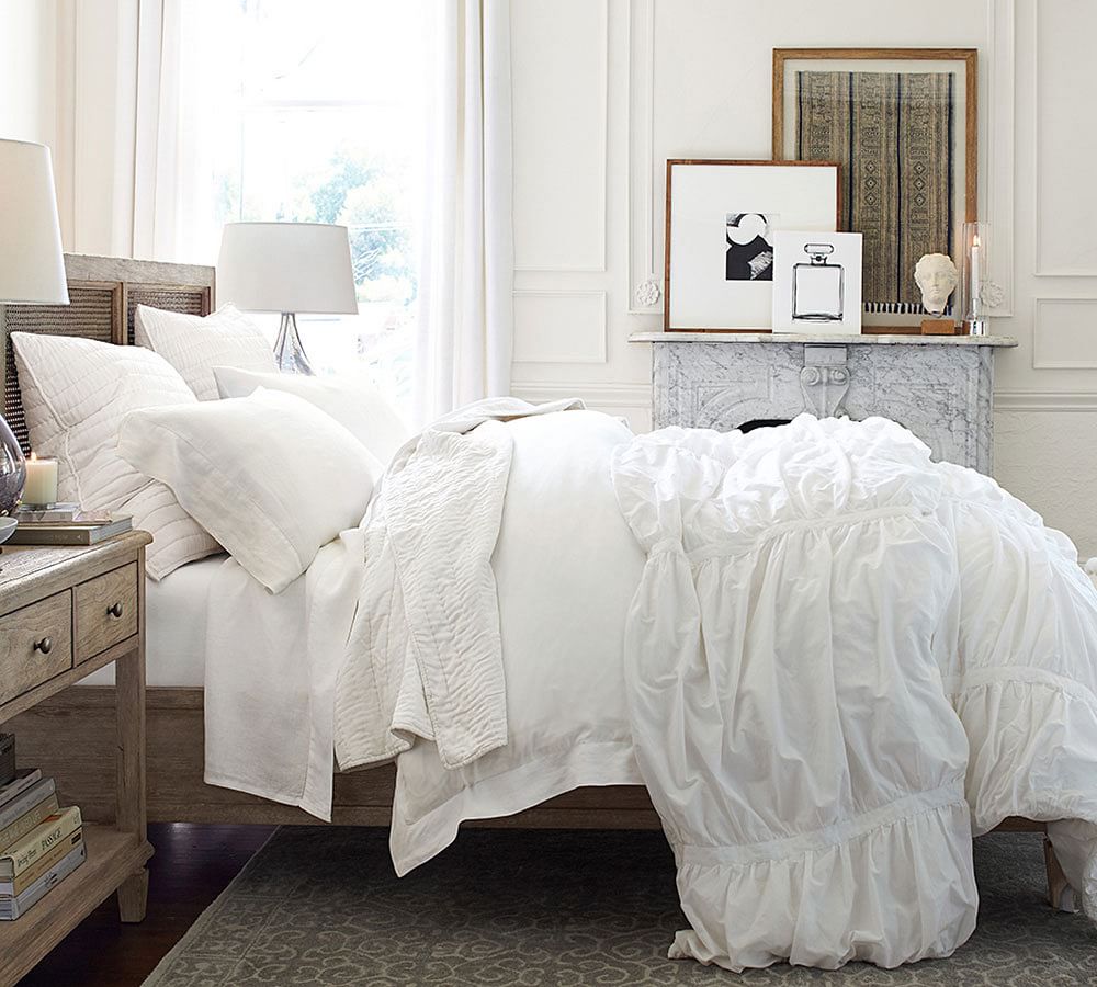 Hadley Ruched Cotton Duvet Cover & Shams Pottery Barn