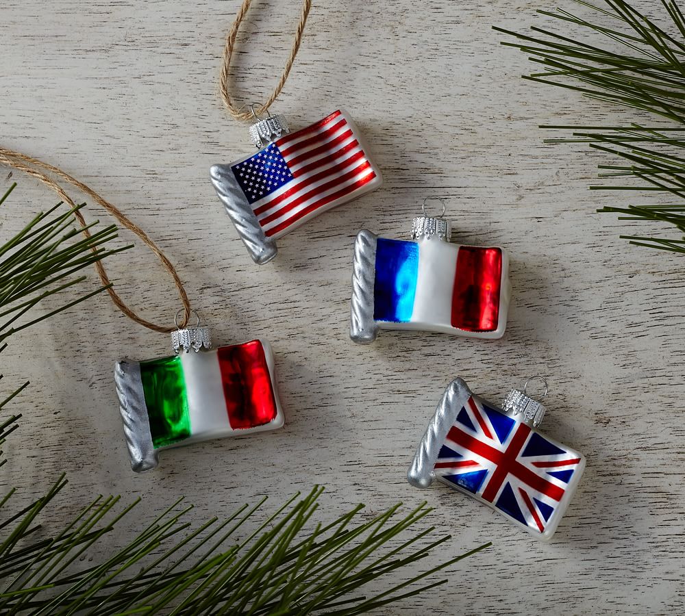 Mini Flag Christmas Ornaments Set of 4 Pottery Barn