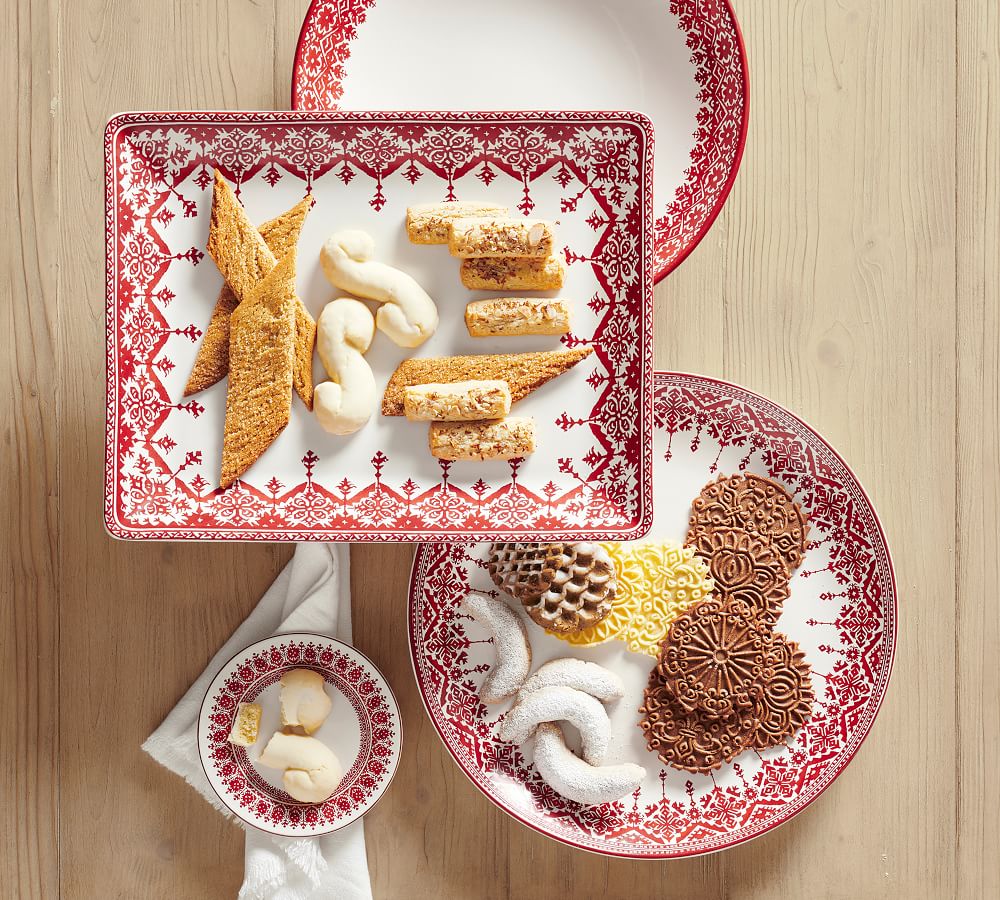 Tahoe Fair Isle Stoneware Appetizer Plates Set of 4 Pottery Barn