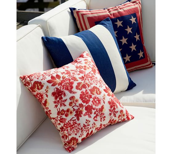 Americana Fl Indoor Outdoor Pillow, Pottery Barn Outdoor Pillows Red